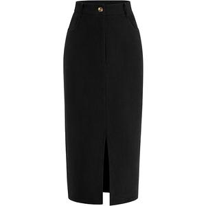 PRETTYGARDEN Women's Fall Midi Pencil Skirts Dressy Casual Work Office High Waisted Trendy Winter Corduroy Skirt with Slit, Size 10