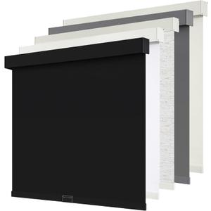 SUNOFF Cordless Blackout Roller Shades Blinds for Windows Free-Stop,Pull Down Room Darkening with Valance, Thermal Insulated Woven Fabric Window Door Blinds for Home, Office, Black 36.5" W x 72" H
