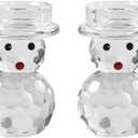 2 Pcs Crystal Christmas Candle Holder Snowman Christmas Candlestick with Cute Shape Home Table Decorations for Winter Xmas Farmhouse Kitchen Decor (2.74.3)