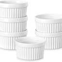 MALACASA Ramekins 4 oz Oven Safe, Porcelain Creme Brulee Ramekins Pudding Custard Cups Small Ceramic Souffle Dishes Ramakan Ramiken Ramicans Baking Bowls Set of 6, White, Series RAMEKIN-DISH