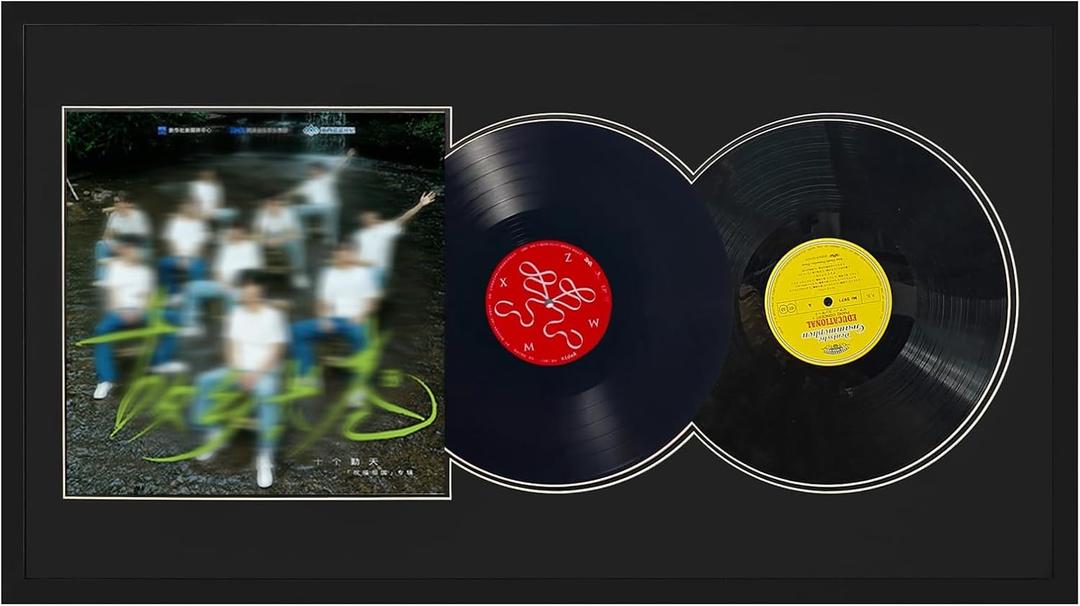 XINWENLI Double Vinyl Record Display Frame, Double LP Vinyl Record Frame, 33.9"L x 18.9"W