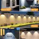 Solar Fence Lights Outdoor, Bigger & Brighter 4-LED Fence Lights Solar Powered, 3000/4000/6500K 3 Modes, IP65 Waterproof Solar Lights for Outside, Backyard, Patio, Yard, Railing, Wall, Pool - 8 Pack