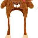 Animal Hat with Moving Ears Jumping Pop Up Beating Plush Cap Holiday Cosplay Dress Up Crazy Funny Gift for Kids