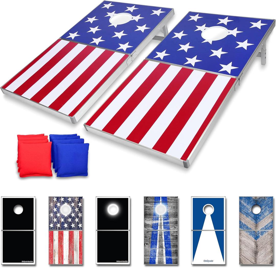 GoSports 4 x 2 ft Ultra Portable Cornhole Board Set - Choose LED Lights or Standard - Regulation Size Corn Hole Games for Adults, Perfect for Tailgating and Camping - Includes 8 Bean Bags & Rules