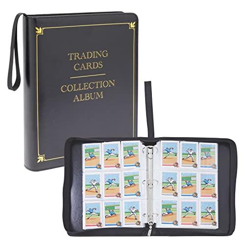 9 Pocket 3 Ring Leather TCG Binder for Baseball, Trading Game, and Sports Card, 50 Pages, Holds 900 Cards (14 x 11 In)