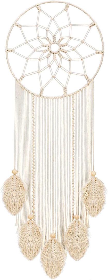 Mkono Large Dream Catcher Macrame Boho Wall Hanging Decor Woven Feather Tassels Dreamcatcher Decoration for Teen Girl Room Nursery Bedroom Dorm Chic Gift, 36" L x 13" W