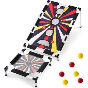 Seenelling Toss and Bounce Game Set Spring Toss Bounce Ball Game Include 6 Foam Bouncy Balls,1 Scoring Target, and 1 Scoring Target for Boys Girls Adults