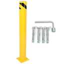 Kojem 42 inch Steel Safety Bollard Parking Barrier Post Safety Bollard Universal for Outdoor Sidewalks Entrances Parking Lots Powder Coat Pipe Steel Bolts Yellow 42" x 5" (1Pc)