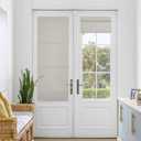 NICETOWN Magnetic Blackout Door Blinds, No Drill Roll Up French Door Curtain for Window, Thermal Insulated Light Blocking Shades for Sidelight Glass Window, 24" W x 64" L, Natural, 1 Panel