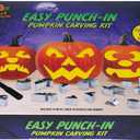 Easy Punch-In Pumpkin Carving Kit  15 Stainless Steel Stencils & Hammer, Safe No-Carve Halloween Pumpkin Decorating Set for Kids & Adults, Reusable Fall Craft Kit