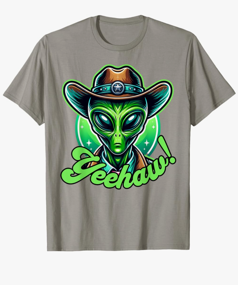 Yeehaw Alien Cowboy Western Shirt Space Lover Halloween T-Shirt, Size: 2XL Yeehaw Alien Cowboy Western Shirt Space Lover Halloween T-Shirt, Size: 2XL