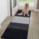 Kitinjoy Indoor Outdoor Door Mat, 59x20 Non-Slip Absorbent Dirt Trapper, Low-Profile Washable Inside Entrance Front Floor Mat, Sturdy Soft Entry Doormats for Entryway, Black