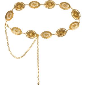 Western Belts for Woman-Cowgirl-Country-Chain-Belt (Length 51.2" (29.5"+extended chain 21.7"), Gold)