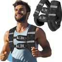 Zikopomi Weighted Vest Woman Man, 20lb Weight Vest with Reflective Stripes for Workout, Strength Training, Running, Fitness, Muscle Building, Weight Loss, Rucking Vest (Black)