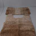 OLANLY Bathroom Rug Set 2 Piece, Soft Absorbent Microfiber Bath Mats and U-Shaped Contour Toilet Rug, Non-Slip, Machine Wash Dry, Plush Shaggy Bath Mats for Bathroom (24"x16"+24"x20", Beige)