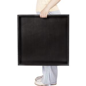 Ottoman Tray for Coffee Table Living Room Wood Serving Tray Large Wooden Square 20 Inches Black (20" x 20" x 1.6")