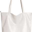 WLLWOO WLLWOO Soft PU Leather Tote Bag for Women Large Casual Hobo Handbags with Zipper Shoulder Work Bag Travel Purse (Off White-crack Pattern)