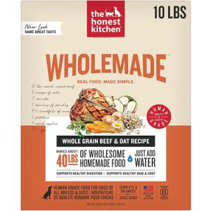 The Honest Kitchen Wholemade Dehydrated Whole Grain Beef & Oat Dog Food, 10 lb Box