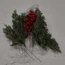 40 Pcs Artificial Pine Branches with Red Berry Picks 11" Winter Christmas Greenery Fake Juniper Leaves Norfolk Pine Stems Needles for DIY Craft Wreath Garland Vase Filler Home Decoration (40, Green)