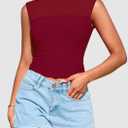 PRETTYGARDEN Women's Summer Sheer Mesh Tank Tops 2025 Trendy Casual Sleeveless Mock Neck Ruched Slim Fitted Going Out Shirts (S)