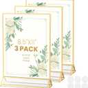 Acrylic Sign Holder 8.5X11 Gold Frames Double-Sided Gold Picture Frames Flyer Holder for Menu Holder Wedding Table Number Holder Photo Frames with Double-Sided Stickers-3 Pack