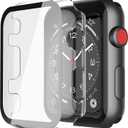 Misxi 2 Pack Hard PC Case with Tempered Glass Screen Protector Compatible with Apple Watch Series 3 Series 2 38mm, Ultra-Thin Scratch Resistant Overall Protective Cover for iWatch S3/S2, Transparent