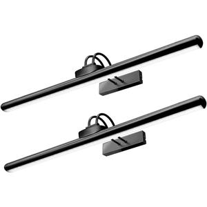 26" Wireless Picture Lights, Rechargeable Battery Art Display Light with Remote Control, Dimmable/Timer Off Dartboard Light, 3 Lighting Modes Full Metal Painting Display Lights (Black-2 Pack)