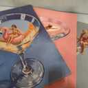 Dirty Martini Wall Art Cocktail Canvas Wall Art Vintage Bar Cart Decor Set of 3 Beach Babes Poster Midcentury Pictures Wall Decor Funky Retro Drink Painting Prints for Apartment Framed