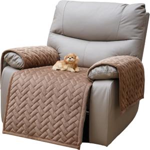 Eismodra Recliner Chair Covers,Recliner Covers That Stay in Place,Washable Recliner Slipcover for Large Recliner 3 Seater Sofa Couch Living Room Loveseat,Light Brown Set (3 Pieces)