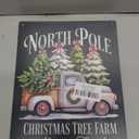 Winter Decorations for Home,Pink Bow Truck Christmas Wall Decorations,Winter deocr,Xmas Tree Wooden Wall Decor North Pole Sign Vintage Art Home Office Farmhouse Living Room Hanging Wooden Decor