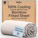 Bambaw 100% Viscose Derived from Bamboo Fitted Sheet Queen Size, Cooling Fitted Sheet Only, 16 Deep Pocket Sheets with Corner Straps, Queen Size (Sand)