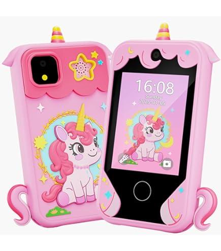 Kids Phone for Girl Toys, Christmas Birthday Gifts for Age 3-10 Year Old Girls Boys Toys, Kids Toddler Smart Phone, Detective Educational Learning Toys with 2.8" Touchscreen, Music Video Game (Pink)