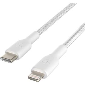 Belkin BoostCharge Nylon Braided USB-C to Lightning Cable 6.6ft/2M - MFi Certified 18W Power Delivery iPhone Charger Cord - Apple Charger USB-C Cable - Fast Charging for iPhone 14, iPhone 13 - White