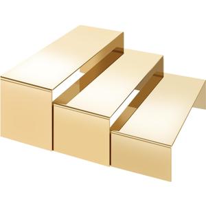 Purse Display Stand, 3 Pcs Large Stainless Steel Gold Risers Display Stands for Food Dessert Cupcake Shoe Perfume Jewelry Handbag Purse Figure