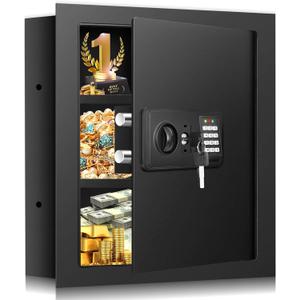17.72" Tall Wall Safes Between the Studs with Hidden Bottom Compartment, Heavy Duty Hidden Safe with Combination Lock, Compact in Wall Safe for Documents Money Valuables