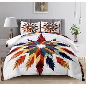 Raphus cucullatus Western Bedding Sets Queen Aztec Boho Quilt，Aztec Comforter Set Boho Hippie Bedroom Decor，Goth Bedding Hippie Quilt