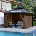 Aoodor 12x14 ft Outdoor Gazebo Curtains, 4 Panels Waterproof Privacy Sidewall Replacement with Zipper for Patio Pergola and Canopy, Brown