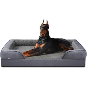 INVENHO Orthopedic Extra Large Dog Bed, XXL Waterproof Dog Sofa, Egg-Crate Foam Couch with Washable Removable Cover, Waterproof Lining and Nonskid Bottom (XXL (48"x 35"x 6.5"), Dark Grey)