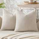MIULEE Pack of 2 Couch Throw Pillow Covers 22x22 Inch Neutral Beige Modern Boho Accent Decorative Pillow Covers Soft Chenille Farmhouse Cushion Covers for Home Decor Bed Sofa Living Room