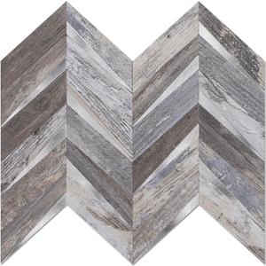 Herringbone Peel and Stick Backsplash, 10-Sheet Peel and Stick Tiles PVC Wall Tile Stick on Backsplash for Kitchen (Wood Grain Mixed Silver)
