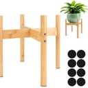 RETON Wood Plant Stand Indoor, Mid Century Modern Indoor Plant Stand, Wooden Plant Holder, Modern Bamboo Flower Pot Stand for Indoor, Outdoor, Garden, Yard, Office (9.9in, Medium)