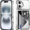 ACANDYA for iPhone 16 Case Wallet Clear Protective Phone Case with Credit Card Holder Heavy Duty Protection Shockproof Anti-Scratch Anti-Yellow Cover for iPhone 16 6.1 inch Transparent