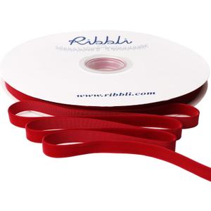 Ribbli Dark Red Velvet Ribbon 3/8 Inches Continuous 25 Yard Spool Dark Red Christmas Ribbon for Gift Wrapping Crafts Home Decor