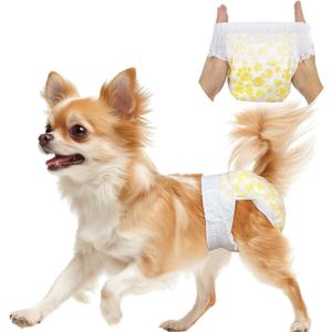 Pet Soft Disposable Dog Diapers Female, Pull Up Doggie Diapers for Female Dogs, 360Stretchy Waist Puppy Diapers, Super Absorbent Doggy Diaper Leak Proof Design for Dogs in Heat (XSmall, Count, 20.0)