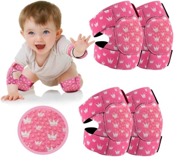 2 Pairs Baby Knee Pads for Crawling Adjustable Knee Pads Baby Crawler Knee Protector for Infant Girl Boy Crawling