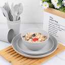 EI 42pcs Wheat Straw Dinnerware Set,Unbreakable Reuasble Plate,Plastic Plates and Bowls Sets,Lightweight Dinnerware for Camping,Picninc,Party-Black Bowls,Plates,Cups,Cutlery