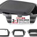 BBQ Prep Tub 3-IN-1 Large 16L Collapsible Cutting Board with Locking Lid for Meal Prep Marinating Food, Camping Sink with Colander, Dish Basin, Storage Blanket for Camping Picnic BBQ, Black