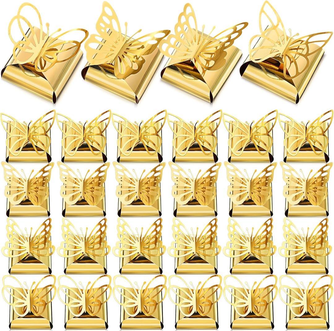 Maitys 50 Pcs Butterfly Party Favor Candy Gift Boxes 2.5 x 2.5 in Small Cute Butterfly Laser Gift Bags Wedding Birthday Favor Mini Tiny Candy Paper Box Bag for Wedding Birthday Party(Gold)