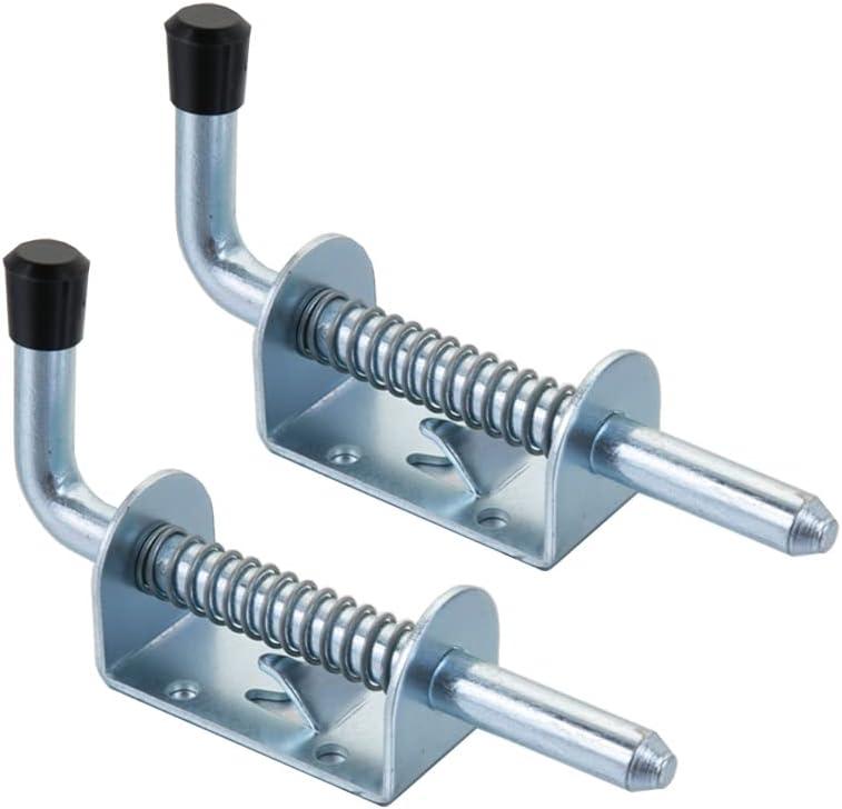 Spring Loaded Gate Latch Pin Barrel Bolt 5in Durable Zinc Plated Solid Steel Heavy Duty - 2pcs