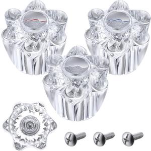 Enhon Shower Knob Replacement, Compatible with Pfister Contessa and Windsor Tub and Shower Faucets, Hot and Cold Faucet Handle Replacement, Newer Style, Clear Acrylic(3 Pieces)